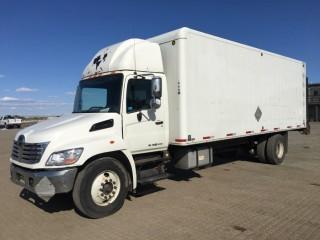 2010 Hino 358 S/A Van Body Truck c/w Hino J08E-TW, 6 Spd, 24' Van Body, Roll-Up Door, Power Tailgate. Showing 222,413 Kms. Requires Repair. S/N 2AYNV8JV2A3514250.