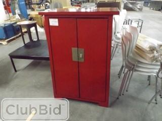 Antique Red & Black Storage Cabinet 45.5" x 18" 
