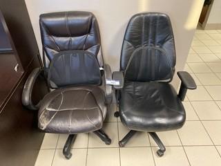 Qty Of (2) Leather Task Chairs 