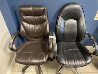 Qty Of (2) Leather Task Chairs 