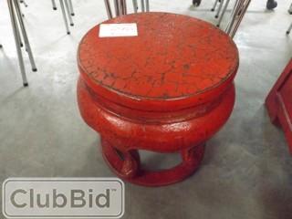 Antique Red Wooden Stool 14.5" Tall 
