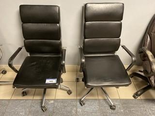 Qty Of (2) Leather Task Chairs 