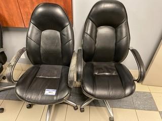 Qty Of (2) Leather Task Chairs 