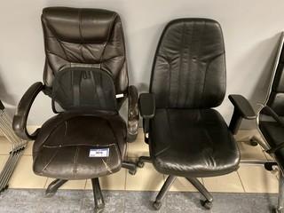 Qty Of (2) Leather Task Chairs 