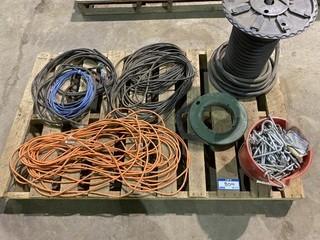 Qty Of Electrical Cords, Fish Tape, Threaded Hooks and Heater Hoses