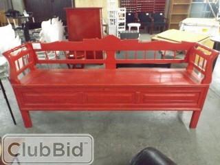 Red Wooden Storage Bench 33" x 74" x 16.5" 
