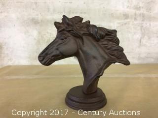 Ornamental Cast Iron Horse Head Statue