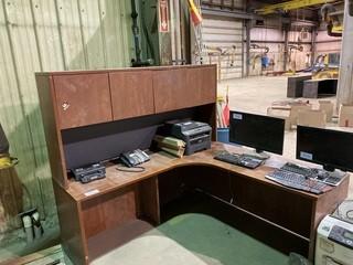 L-Shaped Office Desk w/ Hutch *Note: Contents Not Included*