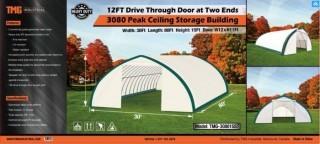 2019 Unused 30' x 80' x 15' Peak Ceiling Shelter  C/W: Commercial Fabric, Waterproof, UV and Fire Resistant, 13' x 13' Drive Through Door.
