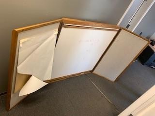 Qty Of (2) Folding Whiteboards C/w Tack Board And Pull Down Projector Screen 
