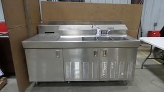 60" Stainless Steel Cabinet, With 3 Well Sink