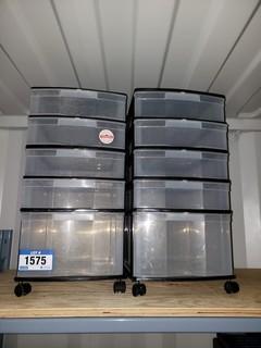 (2) 5-Drawer Portable Storage Bins