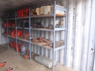 Qty Of Heli Basket Drill And Compressor Parts C/w Shelving