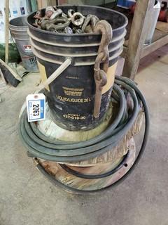 Pail Of Shackles C/w Air Hose And Electrical Cord