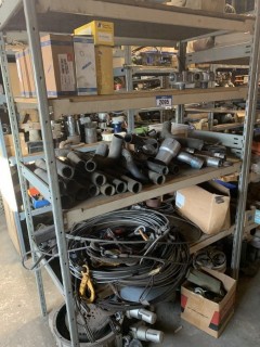 Shelving Unit C/w Qty Of Misc Heli Parts (Cables, Rad Hoses, Filters And Fan Blades)