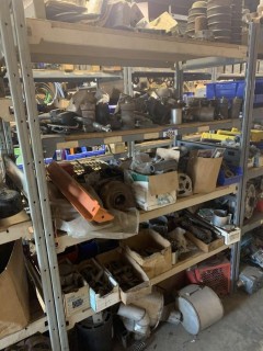 Shelving Unit C/w Misc Heli Drill Engine Parts