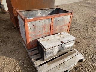 Wood Storage Box C/w Contents