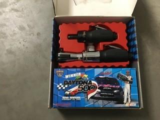 Snap On Die Grinder & 3/8" Air Ratchet with Collectible Die Cast Car. 