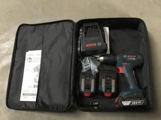 Bosch 18V 1/2" Drill/Driver Kit with Charger & (2) Batteries.