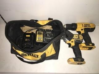 DeWalt Impact Drill & Drill, (1) Battery & Charger in Bag.