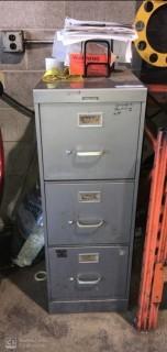 3-Drawer Filing Cabinet C/w Contents