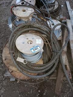 Qty Of Assorted Size Spools Of Cable And Lifting Cable