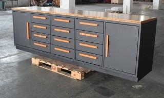 TMG 10 Ft. Work Bench Cabinet c/w Bamboo Table Top.