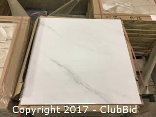 2' x 2' Ceramic Tile White and Grey Marble Pattern.