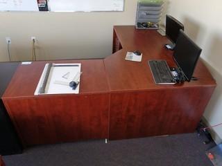 L-Shaped Wood Office Desk *Note: Monitors And Keyboard Not Included*