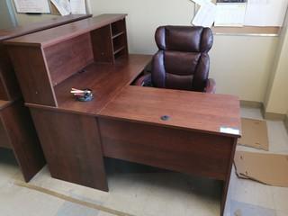 L-Shaped Wood Office Desk C/w Task Chair