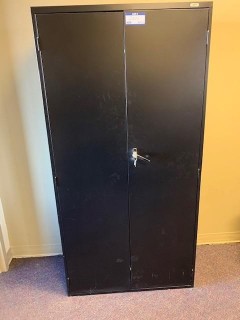 2-Door Metal Storage Cabinet C/w Contents