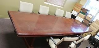 11'11" X 3'11" Wood Boardroom Table C/w (6) Task Chairs