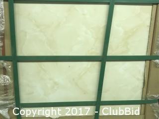 2' x 2' Ceramic Tile White and Cream Marble Pattern.