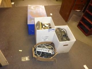 Qty Of Monitors C/w Power Cords, Job Box And Misc Supplies *Note: May Requires Repair*