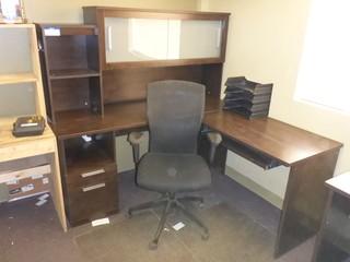 Wood Office Desk C/w Hutch And Task Chair