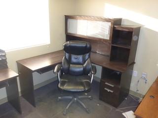 Wood Office Desk C/w Hutch And Task Chair