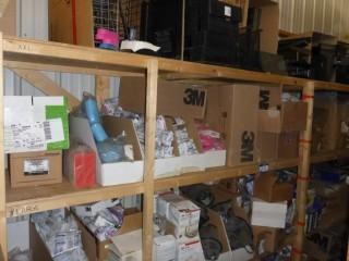 Contents Of Shelves Includes: 3M Cartridges, Dust Masks, Used Full Face Masks, Gloves, North Half Masks And Misc Supplies