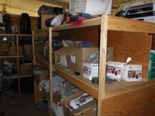 Contents Of Shelves Includes: Welding Jackets, Gloves, Sweat Bands And Misc Supplies