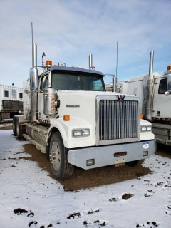 2016 Western Star 4900SE, S/N 5KVVAED18GPS2516, 8261 Hours, DD15 Engine, 18 Speed, Double Diff Lock, 46in Sleeper, Wheel Base 236, Tires 11R24.5 Fronts at 70 Percent, Front Axles 13300, Rears at 70 percent Rear Axles 46000, Air Ride Suspension, c/w TK Tripac Evolution, Omnitracs GPS, Posi Air, Tire Chains and Eberspauches Heater. *Note Odometer shows 0, Dash Shows 399103*