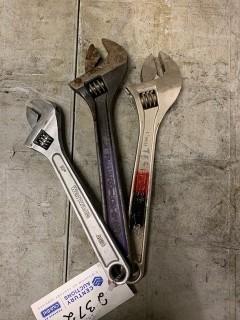 Qty Of (3) Assorted Size Adjustable Wrenches