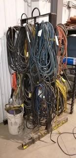 Qty Of Extension Cords C/w Rack