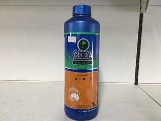 Lot of (4) 1L Coco-A Two Part Base Nutrient, (2-0-1).