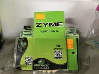 Lot of (12) 10pks Zyme Capsules, (0.15-0.15-0.14).