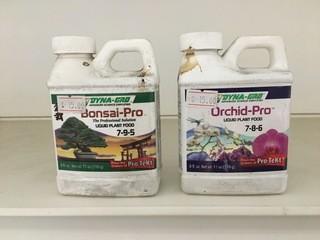 Lot of (2) 8oz Dyna-Gro Orchid Pro (7-8-6) & (3) 8oz Bonsai Pro Plant Food (7-9-5).