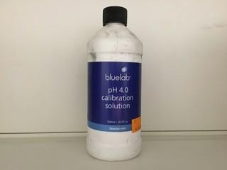 Lot of (6) 500ml Bottles of BlueLab PH 4.0 Calibration Solution.