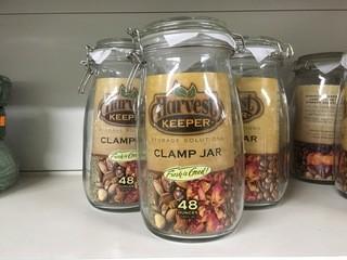 Lot of (5) Harvest Keeper 48oz Clamp Jars.