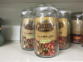 Lot of (5) Harvest Keeper 48oz Clamp Jars.