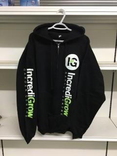 Black  Incredi-Grow Zip-Up Hoody, Size Large.