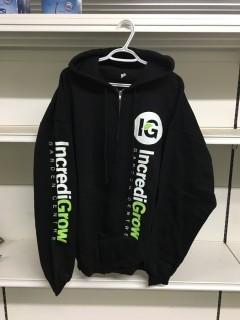 Black  Incredi-Grow Zip-Up Hoody, Size Large.