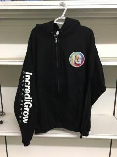 Black  Incredi-Grow Zip-Up Hoody, Size Large.